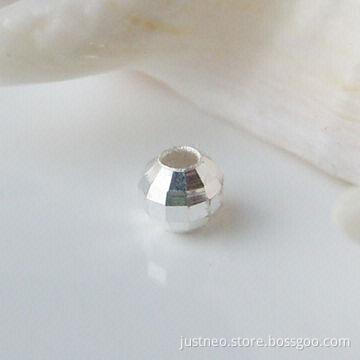 Solid 925 sterling silver faceted round ball loose beads, 2.5/3/4mm